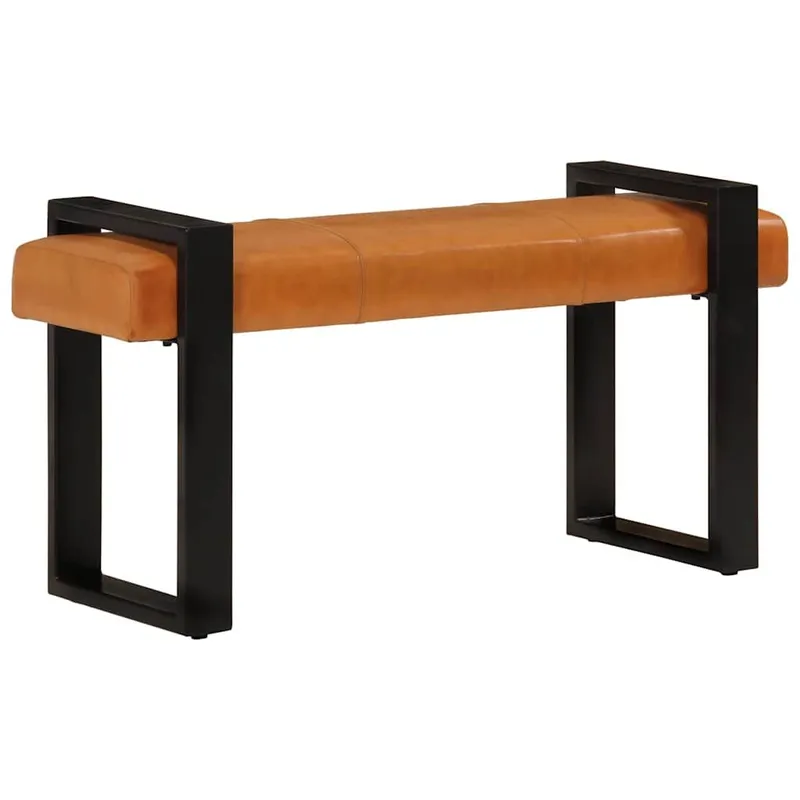 Sitzbank nero e marrone 110 cm Echtes Ziegenleder