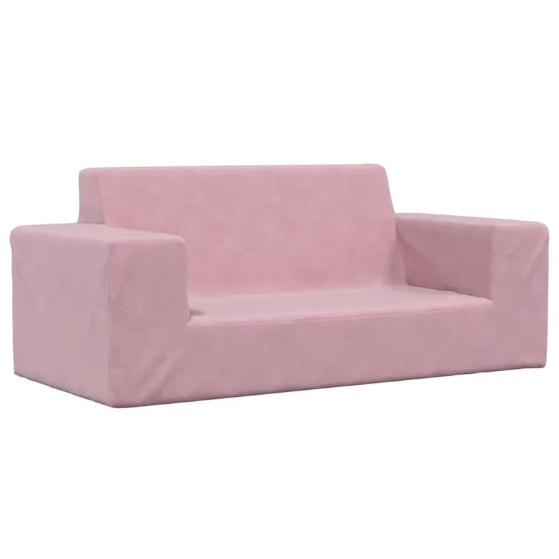 Canapé pour enfants à 2 places Rose Peluche douce