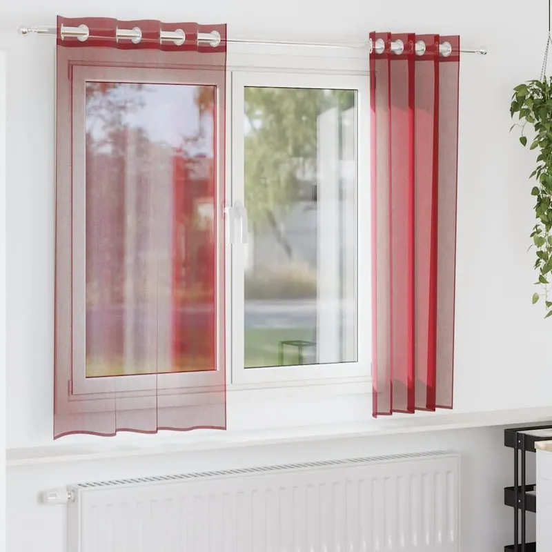Voile Vorhänge con Ösen 2 pz. Weinrot
