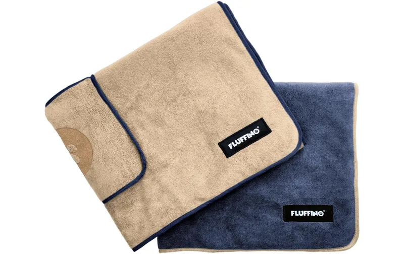 Fluffino Hundehandtuch-Set, Beige / blu, L