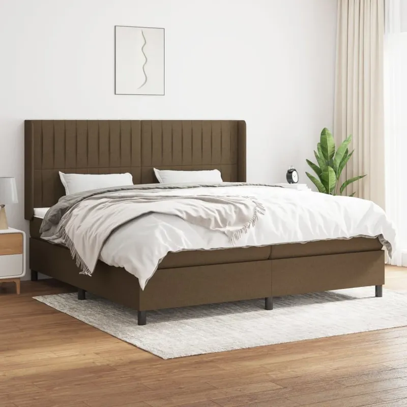Sommier à lattes de lit avec matelas Marron foncé 200x200 cm