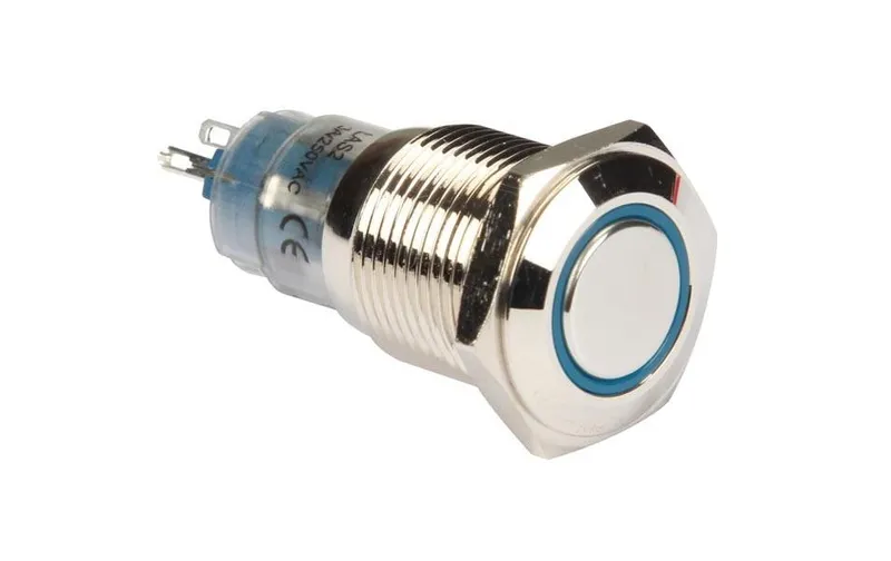 Velleman Drucktaster metal 16 mm with blauer Ringbeleuchtung