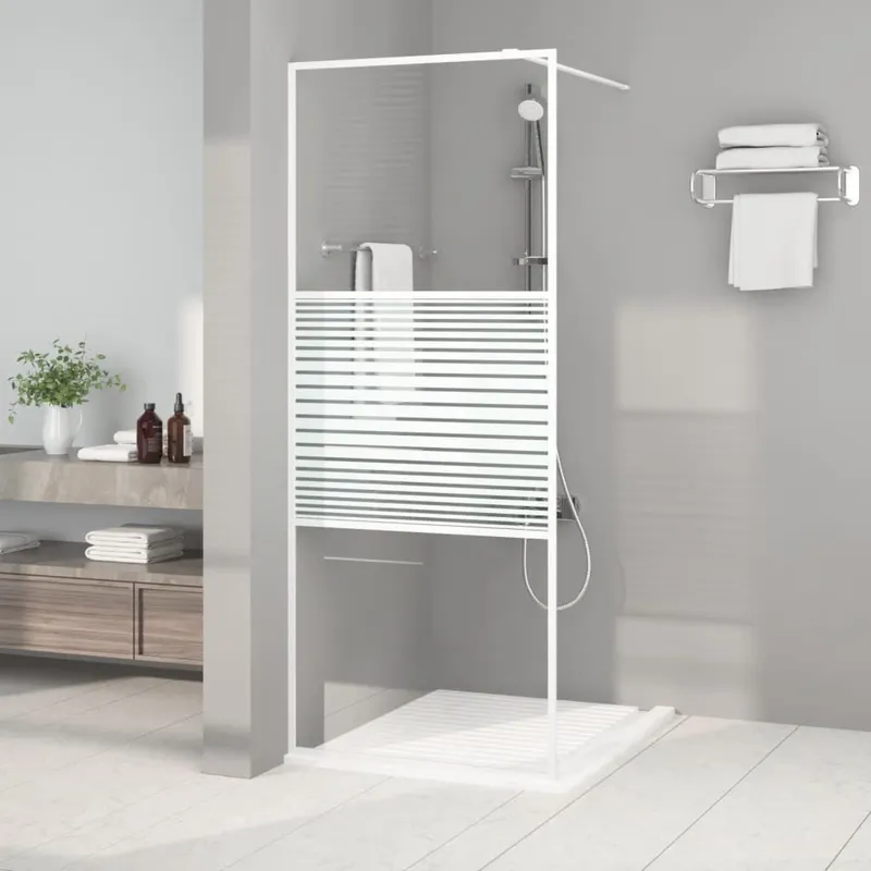 Paroi de douche Blanc 80x195 cm Verre ESG transparent