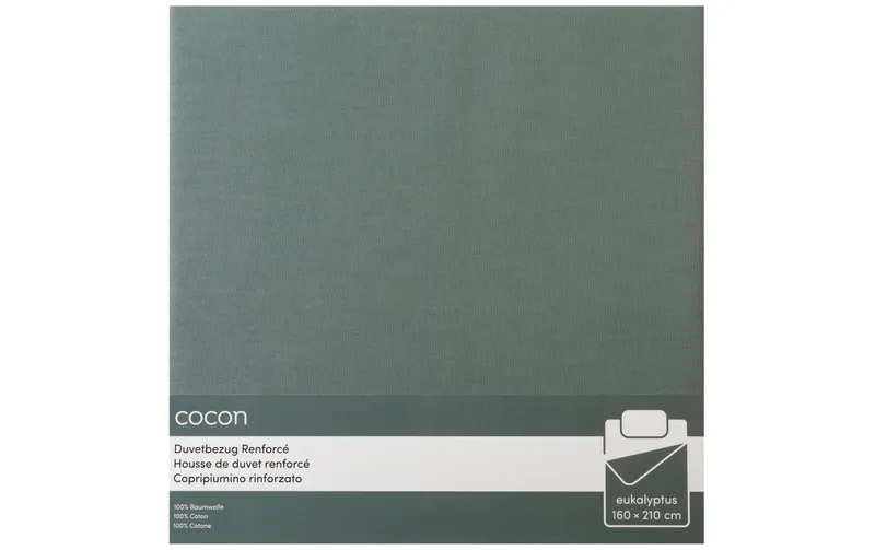 COCON Duvetbezug Renforcé 160 x 210 cm, Eukalyptusgrün