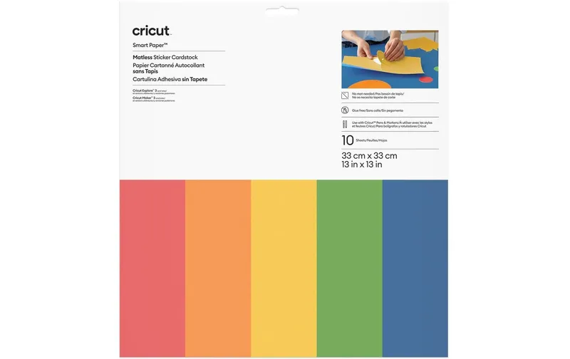 Cricut Stickerpapier Smart 33 x 33 cm, 10 Blatt, Mehrfarbig