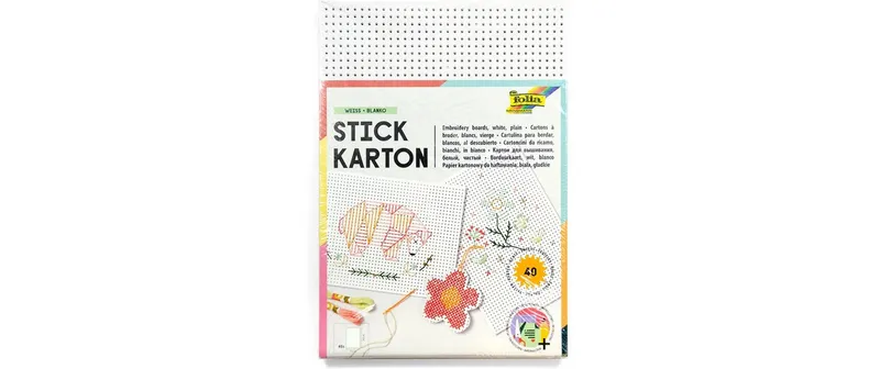 Folia Stickkarton weiss unbedruckt 300 g/m² 17.5 x 24.5 cm weiss
