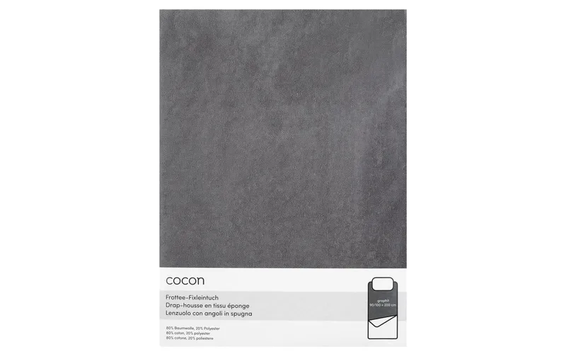 COCON Fixleintuch Frottee 90-100 x 200 cm, Graphit