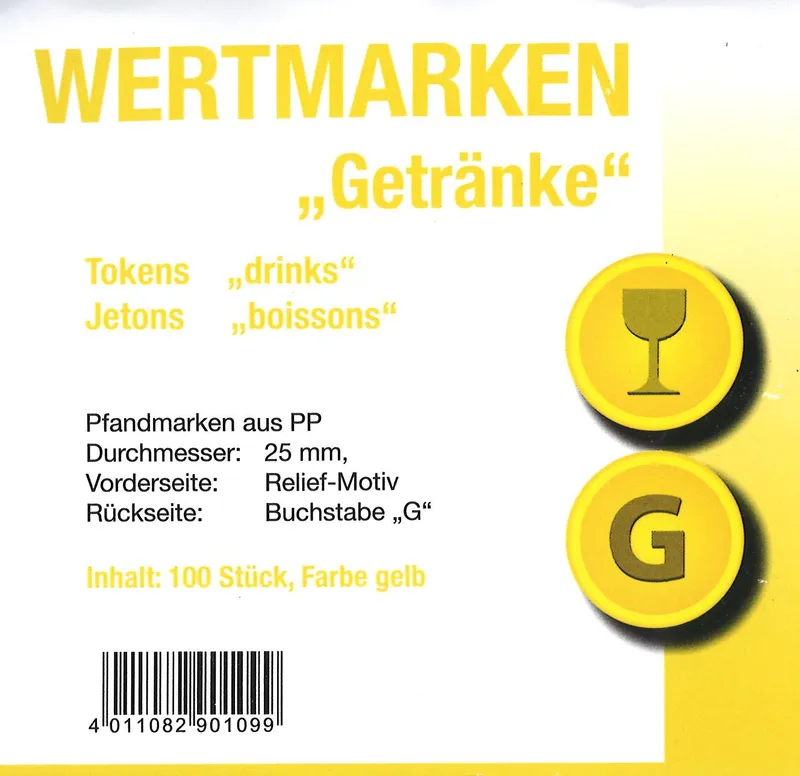 Jetons Wertmarken Getränke gelb