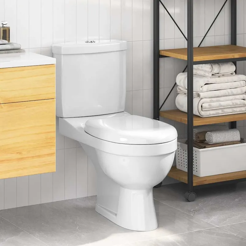 Toilette mit Spülkasten Weiß