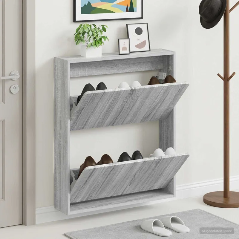 Wandmontierter Schuhschrank ZWOLLE 71 x 17 x 86 cm Sonoma-Grau