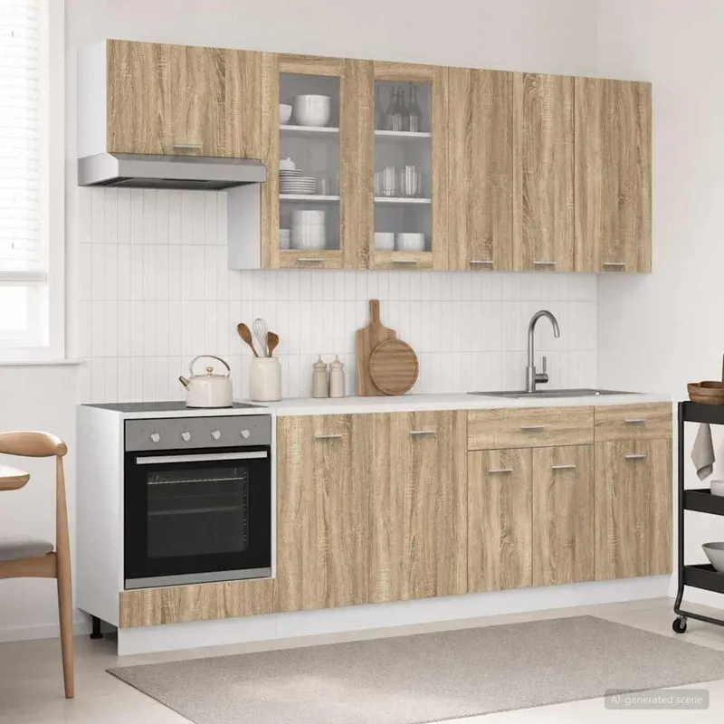 Unité de cuisine LYON 8 pc Chêne Sonoma Bois d'ingénierie
