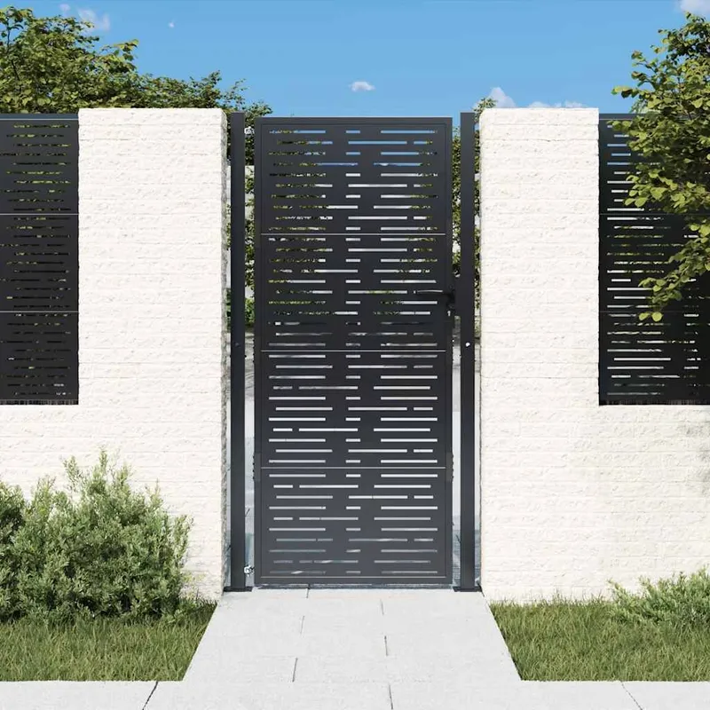 Portail de jardin Anthracite 100x200 cm Acier Design carré