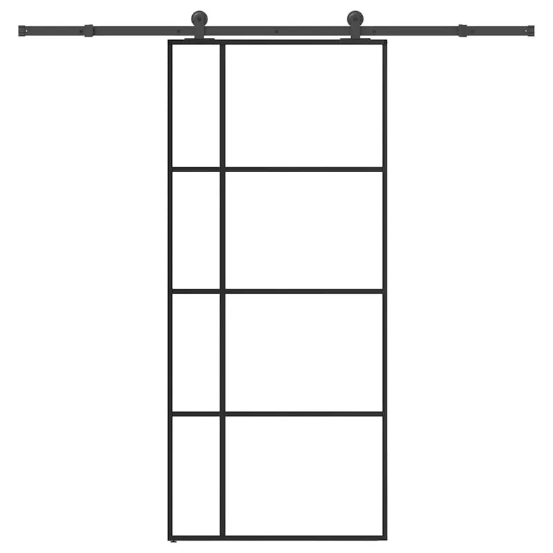 Porte coulissante avec kit de quincaillerie 90x205 cm Verre ESG