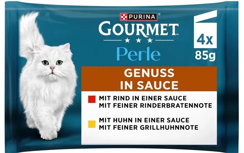 Purina Gourmet Nassfutter Perle Genuss in Sauce mit Huhn und Rind 4 x 85 g