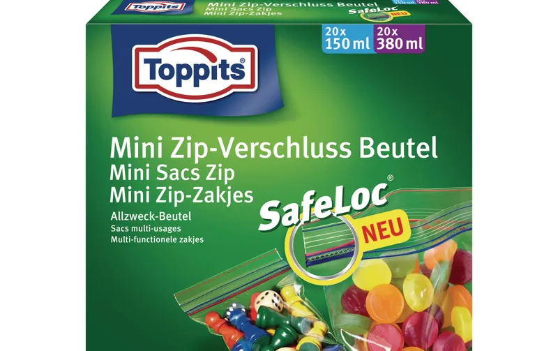 Toppits Gefrierbeutel Mini Zip-Verschluss SafeLoc, 40 pezzi