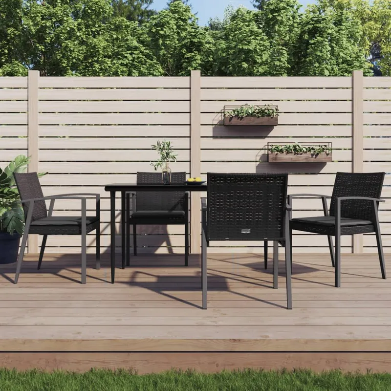 Gartenstühle mit Kissen 4 Stk. nero 56,5x57x83cm Poly Rattan