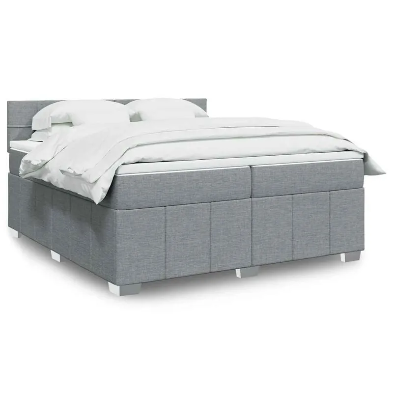 letto boxspring mit Matratze Hellgrau 200x200 cm tessuto