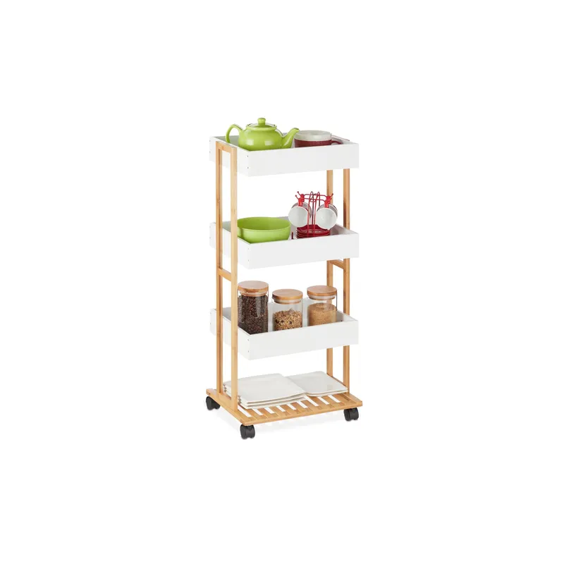 relaxdays Küchenwagen 40 x 88 cm, Weiss/Braun