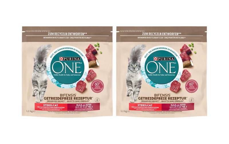 Purina ONE Trockenfutter Grain Free Adult Rind, 2 x 1.1 kg