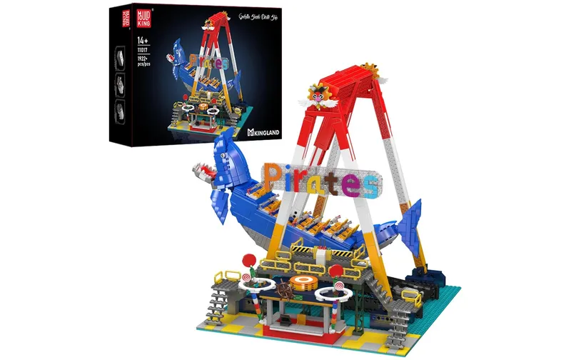 Mould King Shark Ship Ride Fahrgeschäft Elektroantrieb bleu