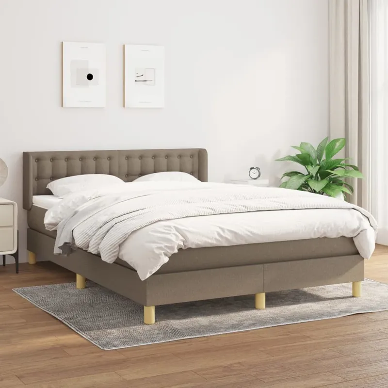 letto boxspring mit Matratze Taupe 140x200 cm tessuto