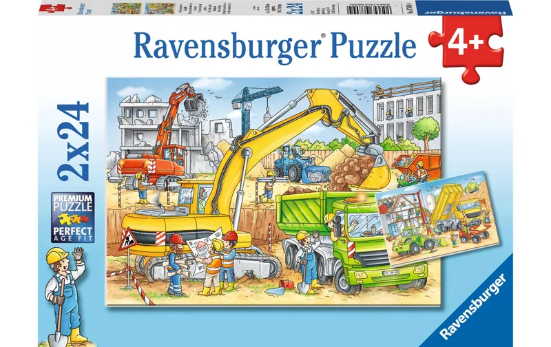 Ravensburger Puzzle Viel zu tun auf le Baustelle 2 x 24 Teile