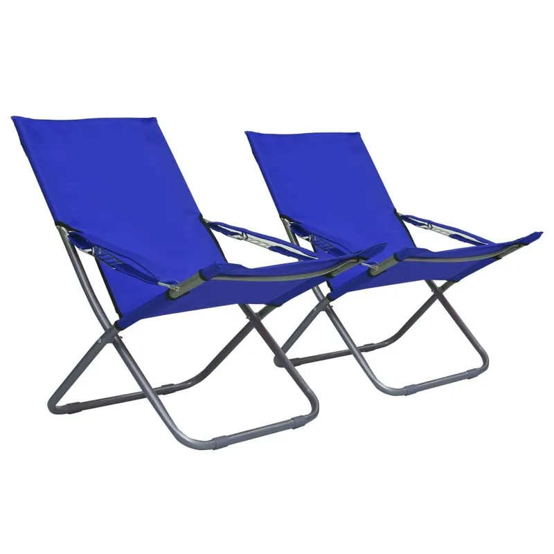 Chaises pliantes 2 pièces Tissu bleu