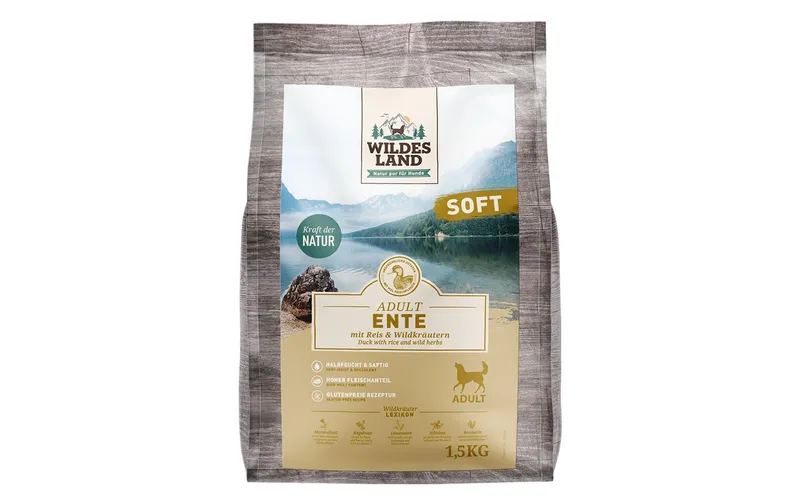 Wildes Land Halbfeuchtfutter Ente avec Reis & Wildkräutern 1.5 kg