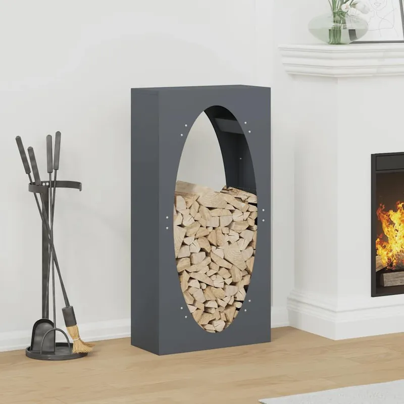 Portant de bois chauffage anthracite 50x23x100 cm