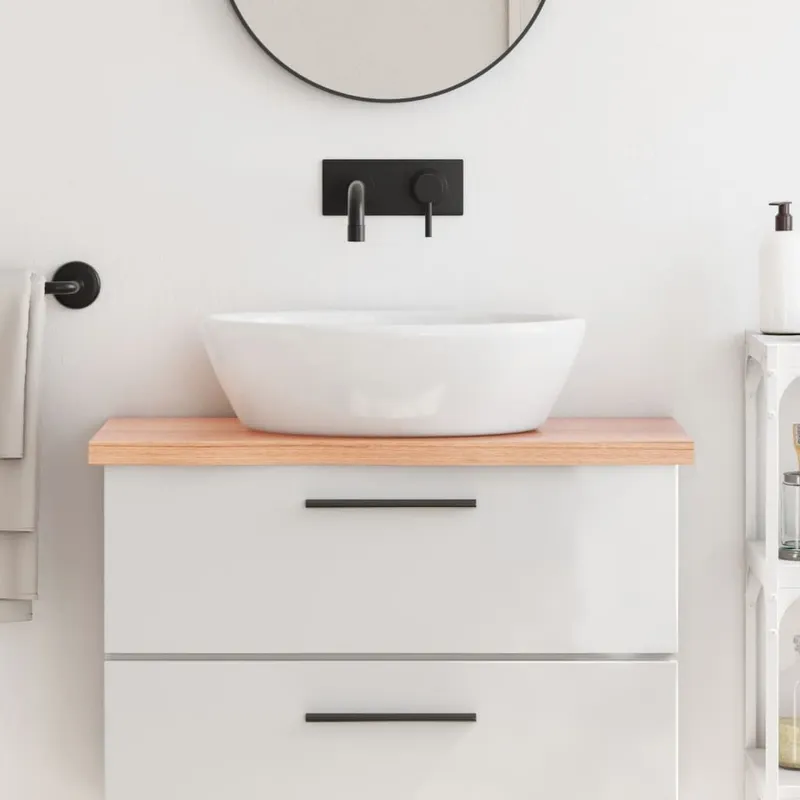 Comptoir de salle de bain marron 80x30x(2-4) cm bois traité