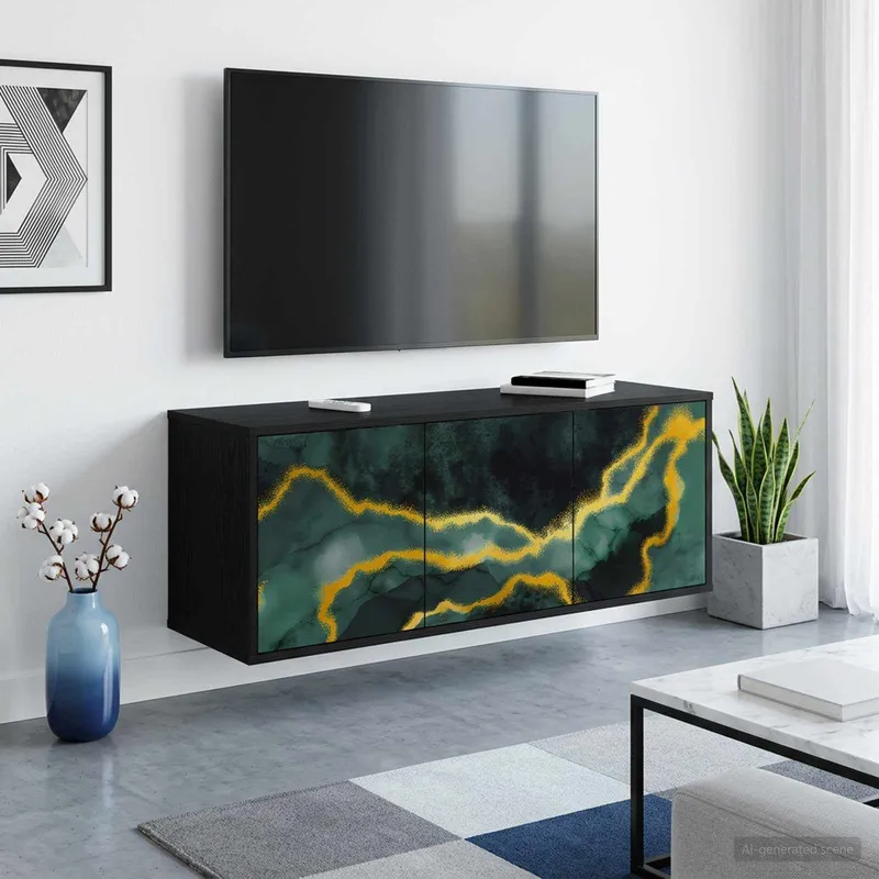 Meuble TV mural WIJHE 102 x 33 x 40 cm Chêne noir