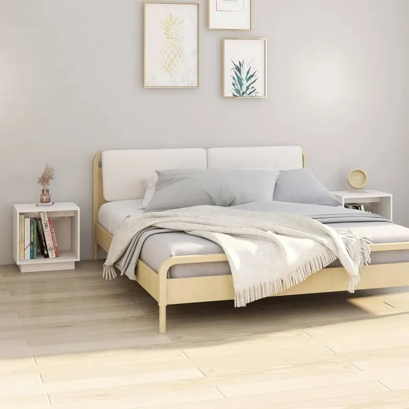 Nachttische 2 Stk. bianco 40x30x40 cm legno massiccio pino