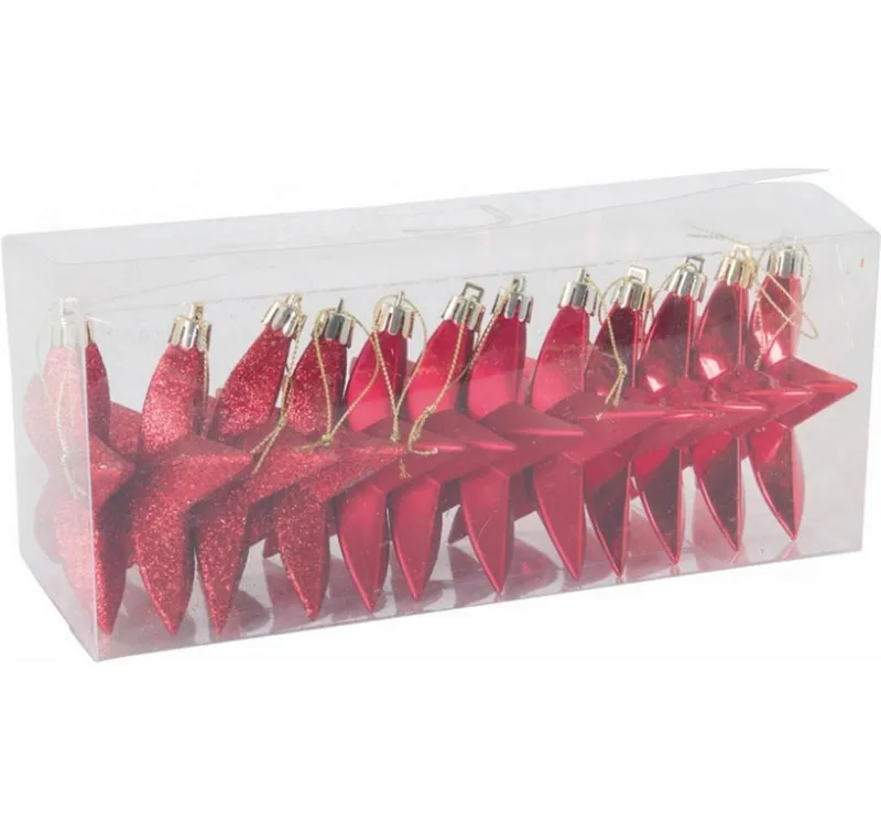 Dekomat AG Weihnachtssterne Aufhänger aus Kunsttissu, rouge 12 pièces