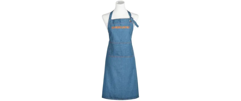pad Kochschürze Denim Ich muss gar nix orange, 80 x 70 cm