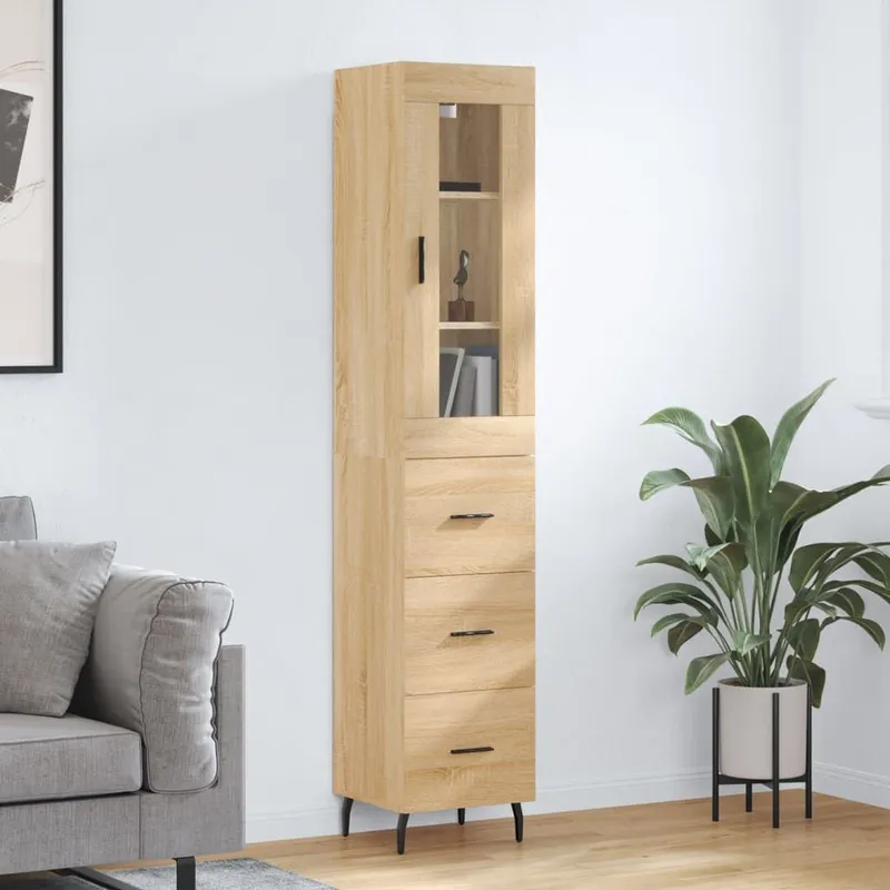 Buffet haut Chêne sonoma 34,5x34x180 cm Bois d'ingénierie