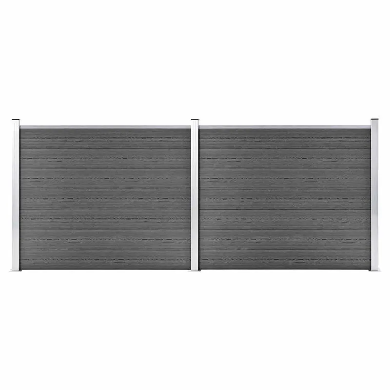 Zaunelement Set WPC 353x146 cm Schwarz