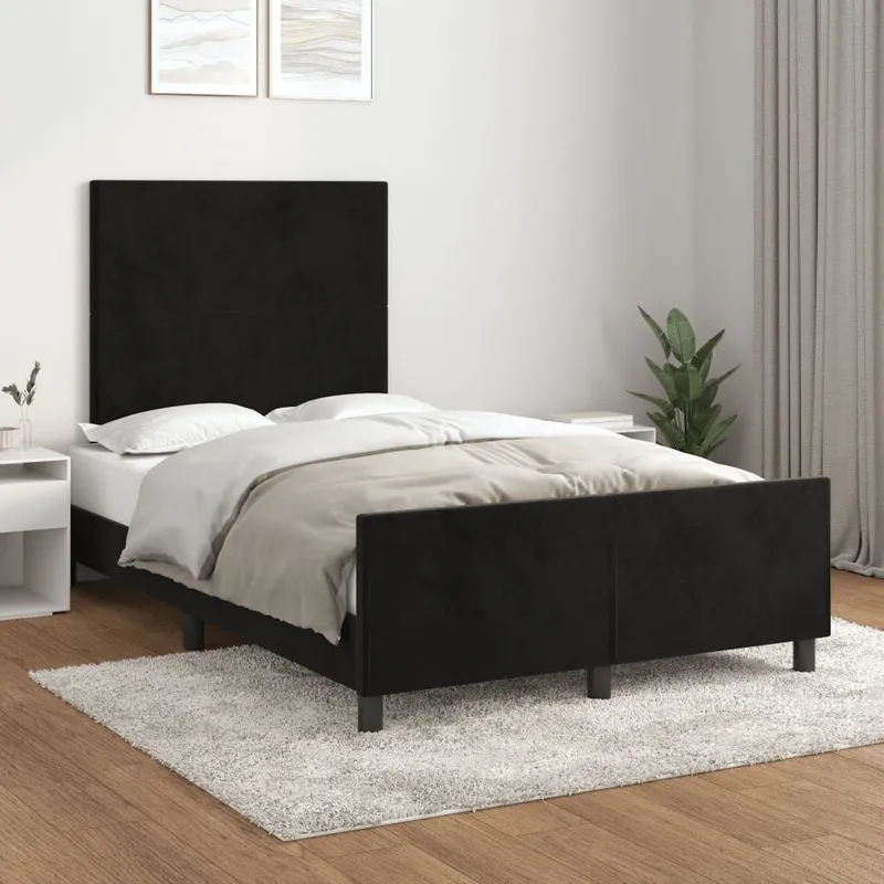 struttura letto senza materasso nero 120x190 cm velluto