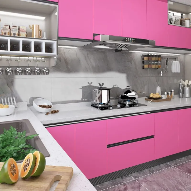 Pellicola Adesiva per Mobili Rosa Lucido 500x90 cm PVC