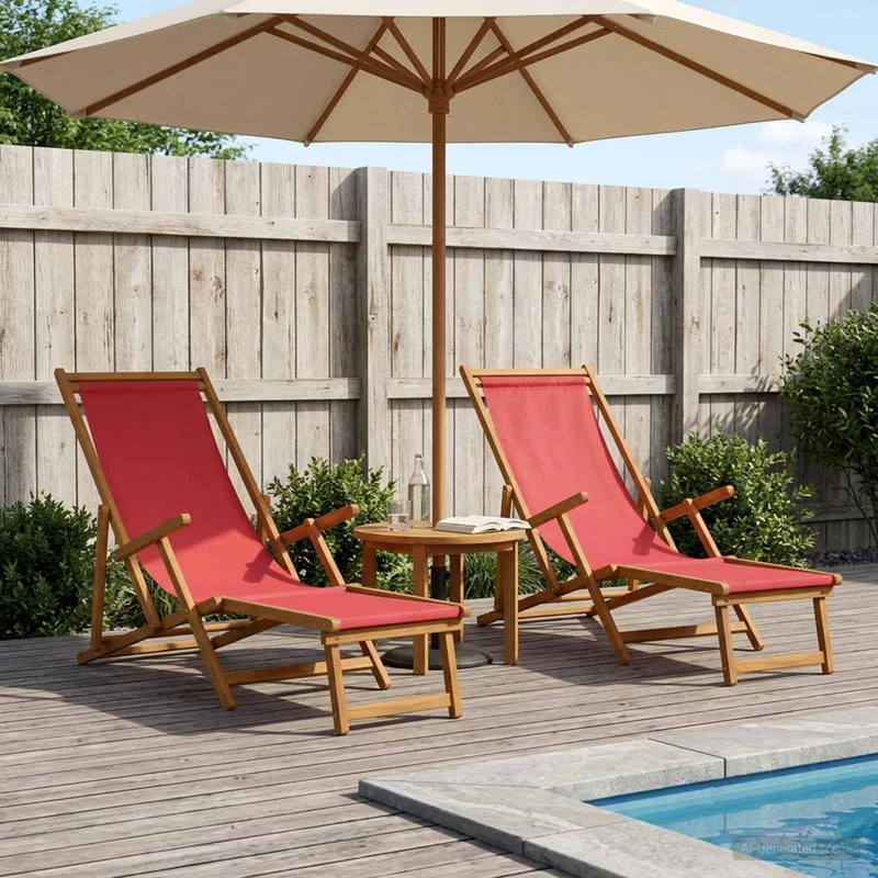Klappbare Sonnenliege 2 pcs 3 Position Massives Eukalyptus Holz