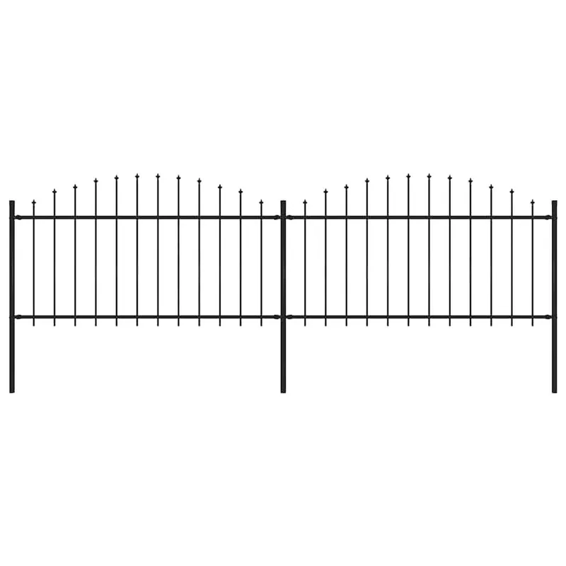 Gartenzaun mit Speerspitze Stahl 337 x 150 cm Schwarz