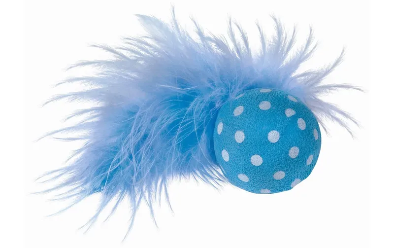 Nobby Katzen-Spielzeug Ball with Rassel and Feder, 4 cm, blue
