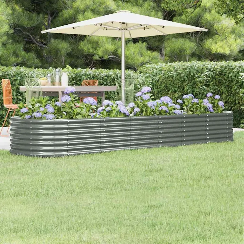 Lit surélevé de jardin Acier galvanisé 296x80x36 cm gris