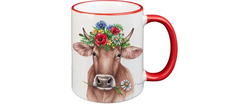 creanorm Tasse Blumenkuh 330 ml, 1 pièces, rouge/blanc