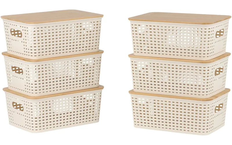 relaxdays Aufbewahrungsbox 6er Set, Weiss