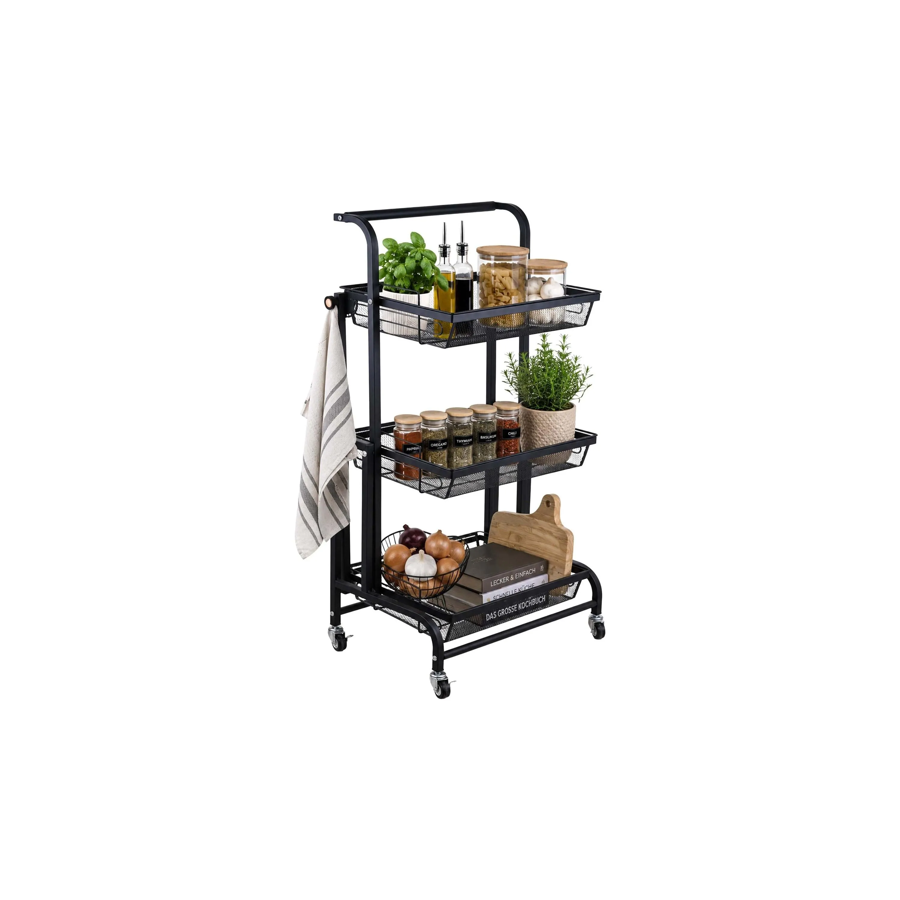 relaxdays Küchenwagen Küchenwagen 44 x 94.5 x 30 cm, Schwarz