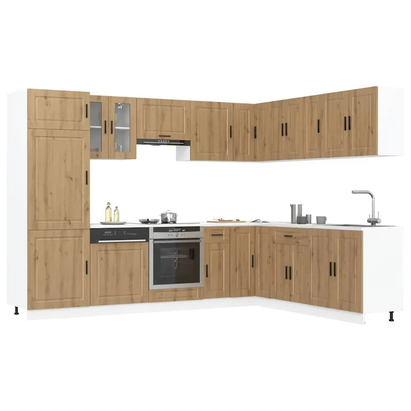 Ensemble d'armoires de cuisine 14 pcs Porto bois d'ingénierie