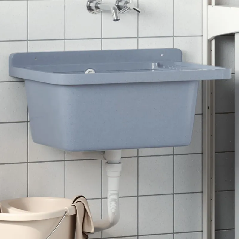 Lavabo pour montage murale gris 60x40x28 cm résine