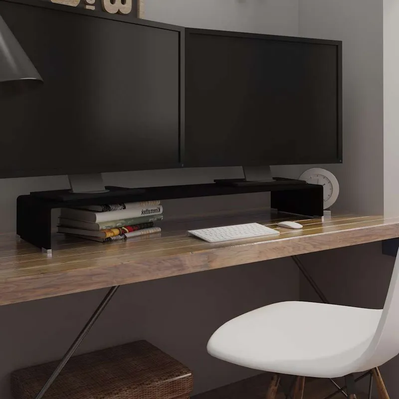TV-tavolo/Bildschirmerhöhung vetro nero 110x30x13 cm