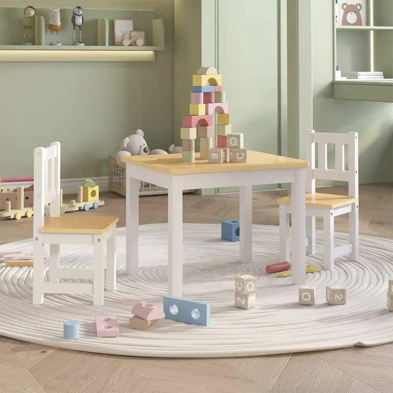 3 pz. bambini-Sitzgruppe bianco e beige MDF