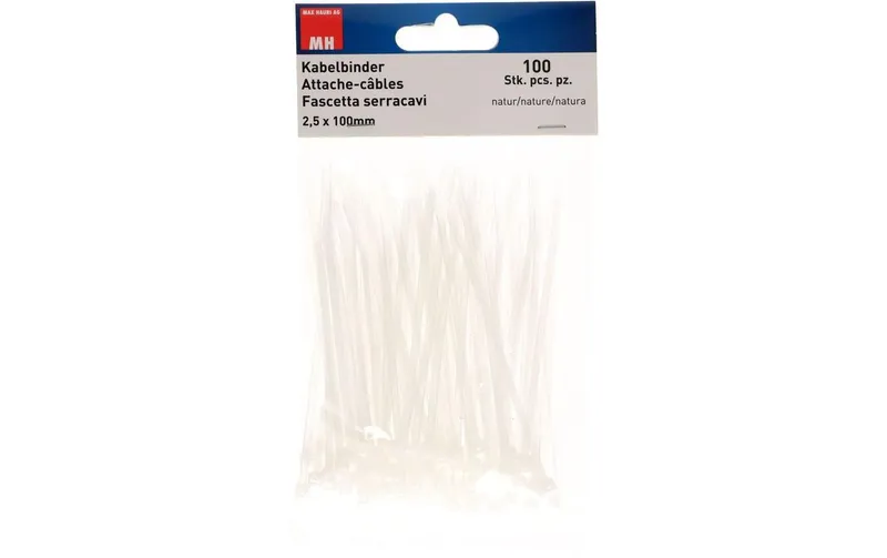 Max Hauri Kabelbinder 100 pièces naturele 100 mm x 2.5 mm